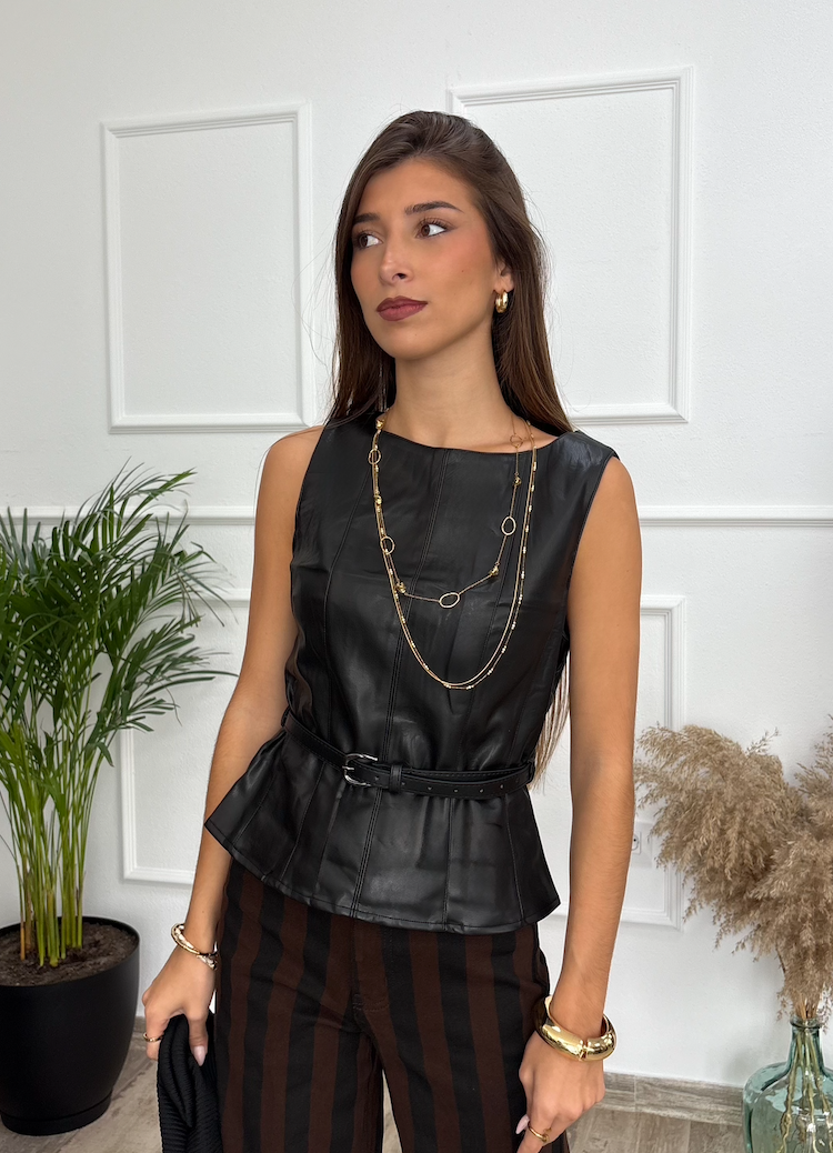 Chaleco de cuero Black